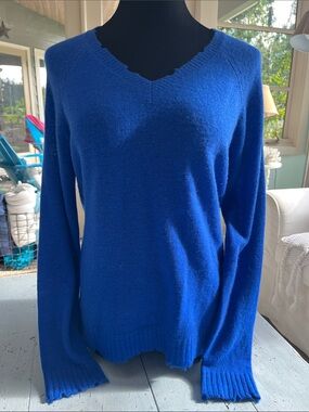Minnie Rose Cobalt Blue V-Neck Sweater